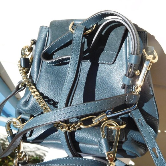 Chloe′ Color block Blue Leather Mini Faye Backpack main image 5